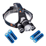 Lanterna Cabeça Triplo T6 Led Cree Tatica Swat + 4 Bateria