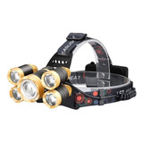Lanterna De Cabeça Farol 5 Leds T6 Recarregável Impermeável