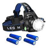 Lanterna De Cabeça T6 Led Cree C/ Zoom Tatica + 4 Batery