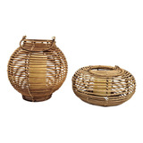 Lanterna Decorativa Marroquina De Rattan Style Kit 2pc