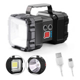 Lanterna Holofote W844 Multifunção Led Recarregável Preto