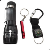 Lanterna Led + Apito + Bússola Kit Escoteiro Sobrevivência
