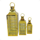 Lanterna Marroquina Decorativa De Chão Tanger Kit C/ 3 Pmg