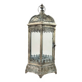 Lanterna Marroquina Decorativa Prata Envelhecida 49x25x22cm