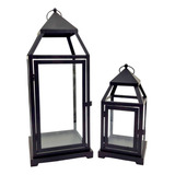 Lanterna Marroquina Decorativa Preta 44/28cm Kit 2pç