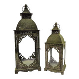 Lanterna Marroquina Decorativa Verde 52/36cm Decoração 2pç