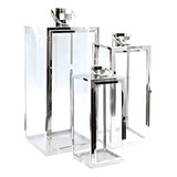 Lanterna Marroquina Kit 3 Pçs Aço Inoxidável Vidro 68x28