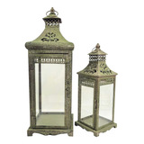 Lanterna Marroquina Verde 55/42cm Decorativa Kit 2pc