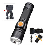 Lanterna P/bike Mini-zoomrecarregavel Usb+ Suporte Ws-569