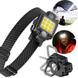Lanterna Para Cabeça Ou Capacete Led Cob C/ Imã E Suporte 