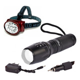 Lanterna Tática Militar 900 + Lanterna De Cabeça 13 Led Co