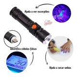 Lanterna Usb Uv Luz Negra Ultravioleta