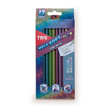 Lápis De Cor 12 Cores Tons Metalicos Mega Soft Color Tris