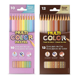 Lápis De Cor 22 Cores Multicolor (10 Tom Pastel + 12 Pele)