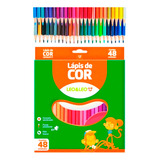 Lápis De Cor 48 Cores Caixa Estojo Colorir Pintar Leo E Leo