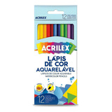 Lápis De Cor Aquarelável 12 Cores + Pincel Acrilex