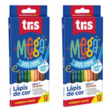 Lápis De Cor Mega Soft Color 12 Cores Tris Com 2 Caixas