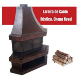 Lareira De Canto Chapa Naval Rustica A Lenha - Grande 150cm