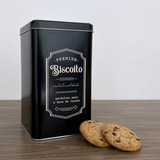 Lata De Biscoito Cookies Preta Quadrada Design Retrô Metal Cor Preto
