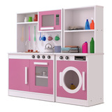 Lavanderia Maquina De Lavar + Cozinha Brinquedo Infantil Mdf