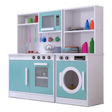 Lavanderia Menta Maquina De Lavar Cozinha Infantil 100% Mdf