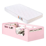 Lbx Moveis Cama Solteiro Com Colchao Cor Rosa Montessoriana Infantil