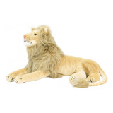 Leão De Pelúcia Deitado 70cm Realista Decoração Fofy Toys