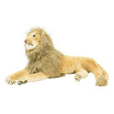 Leão Realista De Pelúcia Caramelo Safari 70 Cm Antialérgico