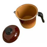 Leiteira Esmaltada 1,8 Litros Nº16 Bico E Tampa Ewel Marrom