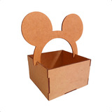 Lembrancinha Cesta Decorativa Mickey Mdf Festa Kit 10 Und