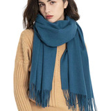 Lenço Cachecol Pashmina Echarpe Unissex Versátil Com Franjas