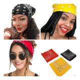 Lenço Feminino Estampado Cabeça Bandana C/ 3 Un. 0.55 X 0.55