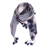 Lenço Quadrado Xadrez Franja Liso Varias Cores Estampas Cor Azul E Branco