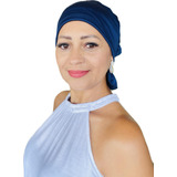 Lenço Quimioterapia Azul Touca Cabeça Alopecia