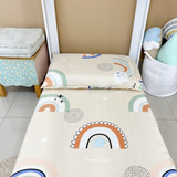 Lençol Para Mini Cama C/ Elástico E Fronha Infanto Rainbow