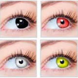 Lente De Contato Branca Vermelha Cosplay Halloween Fantasia