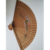 Leque Madeira Desenho Oriental 22 Cm