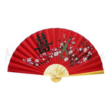 Leque Oriental Parede Grande Casamento Decoração Vermelho