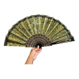Leque Preto Dourado Luxo Pomba Gira Cigana Candomblé Umbanda