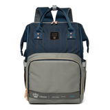Lequeen Mochila Impermeável Maternidade Reforçada Usb Grande Cor Azul 