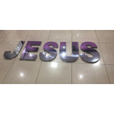 Letreiro / Jesus De 30cm Aço Inox Com Led's