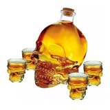 Licoreira Vidro Caveira Bebida Cachaça + Copos Dose Brinde