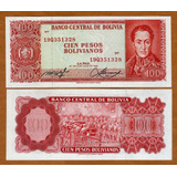 Linda Cédula Da Bolívia - 100 Pesos 1962 Flor De Estampa