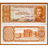 Linda Cédula Da Bolívia - 50 Pesos 1962 Flor De Estampa
