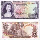 Linda Cédula Da Colombia - 2 Pesos Oro 1973 Flor De Estampa