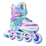 Lindo Patins Roller Sereia Led In Line Regulável Infantil 
