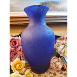 Lindo Vaso Antigo Em Vidro Azul Escovado--lindo-