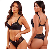 Lingerie Feminina Conjunto Sutiã Com Bojo Calcinha Fio Duplo