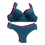 Lingerie Kit 3 Conjuntos Calcinha Sutiã Com Bojo Luxo Sexy