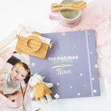 Livro Álbum Diário Do Bebê Lilás Fofo - Gestação Aos 5 Anos